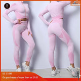 1/2/3Pcs Seamless Women Yoga Gym Sports Suits